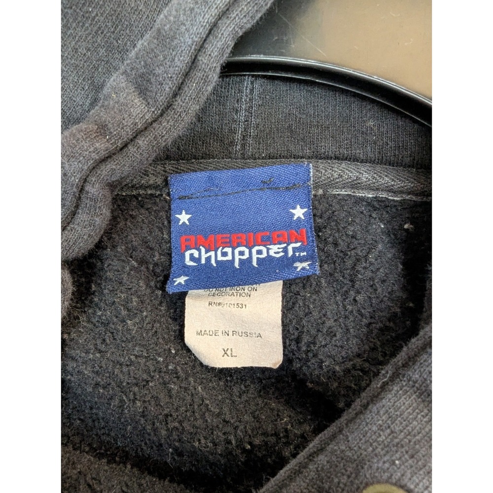 Vtg American Choppers Fire Bike‎ Hoodie Made Russia Mens XL Y2K Motorcycle RARE - Picture 7 of 12